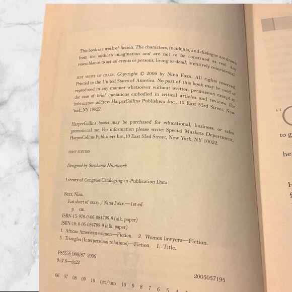 Just Short Of Crazy By Nina Foxx Little Black Book Series Paperback Fiction Nove - Picture 3 of 9